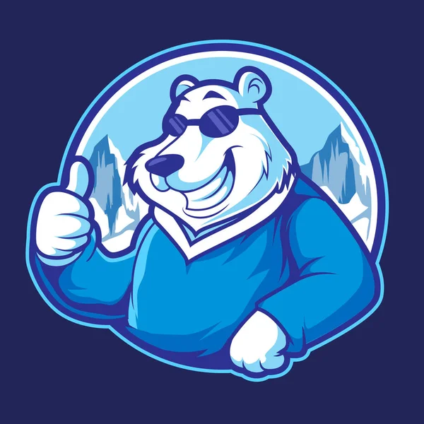 Oso Polar Divertido Mascota Logo Vector Fondo Ilustración Concepto — Vector de stock