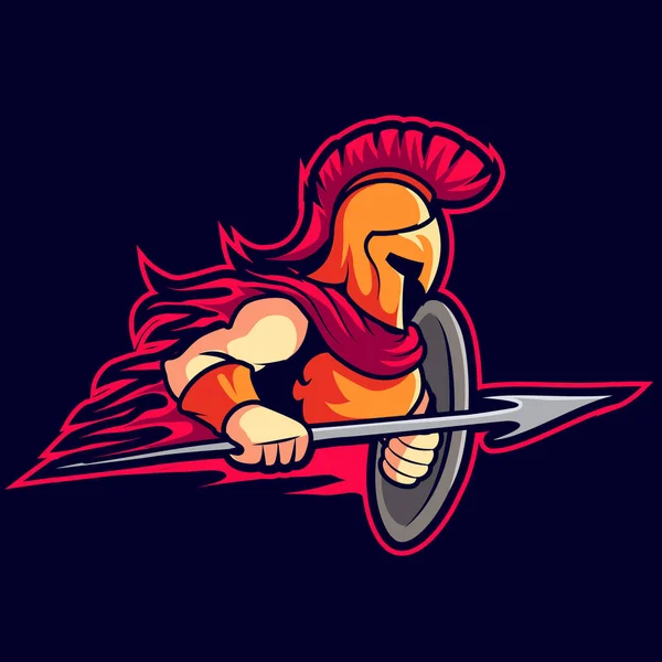 Spartaanse Strijder Logo Vector Mascotte Ontwerp — Stockvector