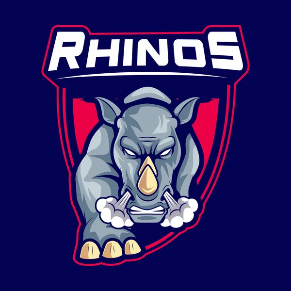 Rinoceronte Cabeça Vetor Equipe Logotipo Esport Rinoceronte Vetor Mascote Rinoceronte — Vetor de Stock