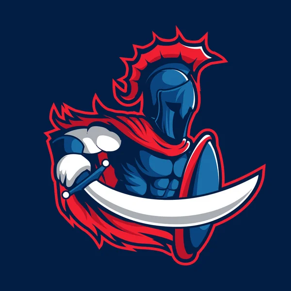 Spartan Warrior Λογότυπο Vector Mascot Σχεδιασμός — Διανυσματικό Αρχείο