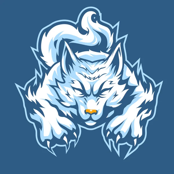 Loups Blancs Illustration Moderne Vecteur Pour Logo Esport Logo Équipe — Image vectorielle