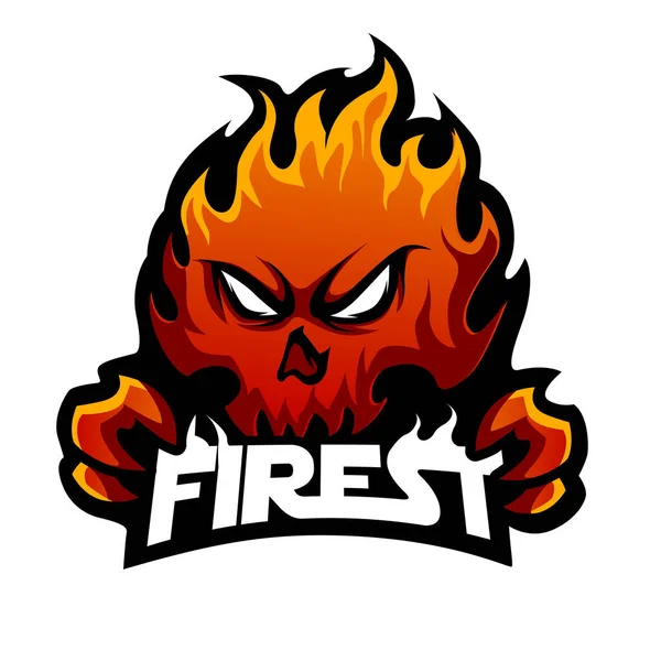 Totenkopf Feuer Maskottchen Esport Logo Design — Stockvektor