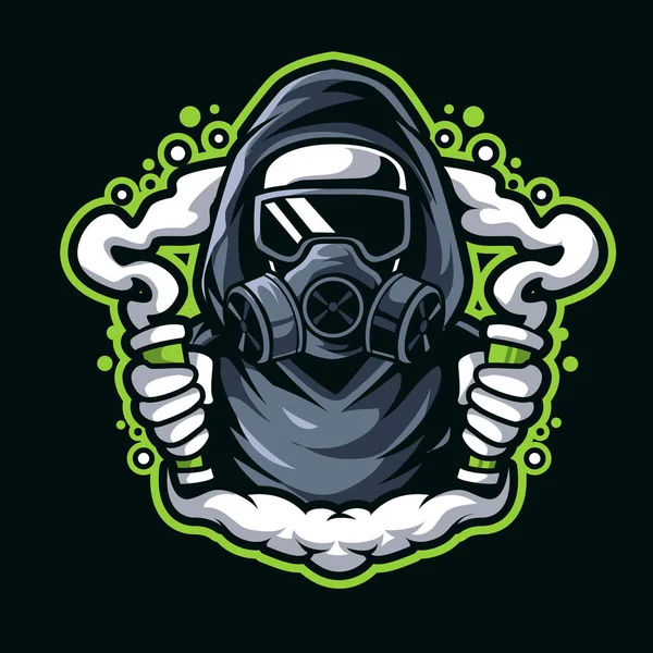 Μάσκα Αερίου Man Mascot Διάνυσμα Λογότυπο — Διανυσματικό Αρχείο