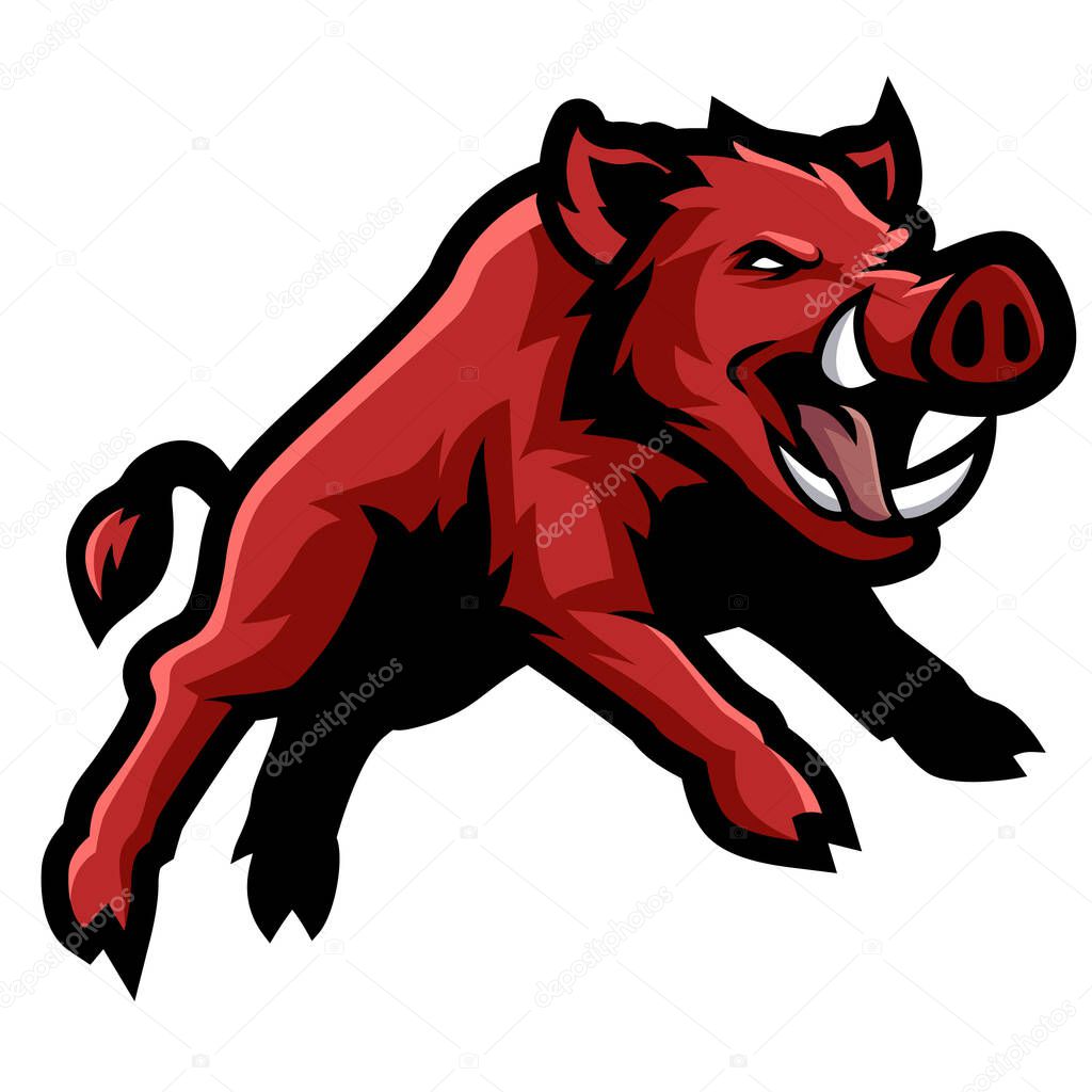 Wild hog or boar mascot vector design illustration