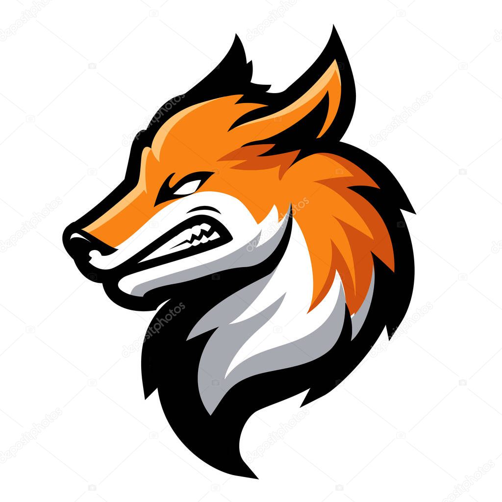 Fox mascot esport logo design template