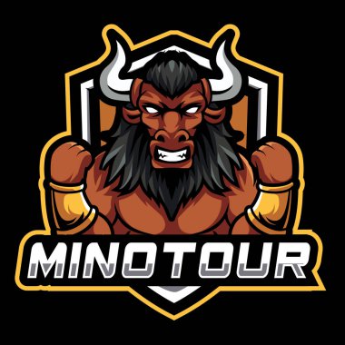 Minotaur mascot logo design. Angry minotaur vector illustration.