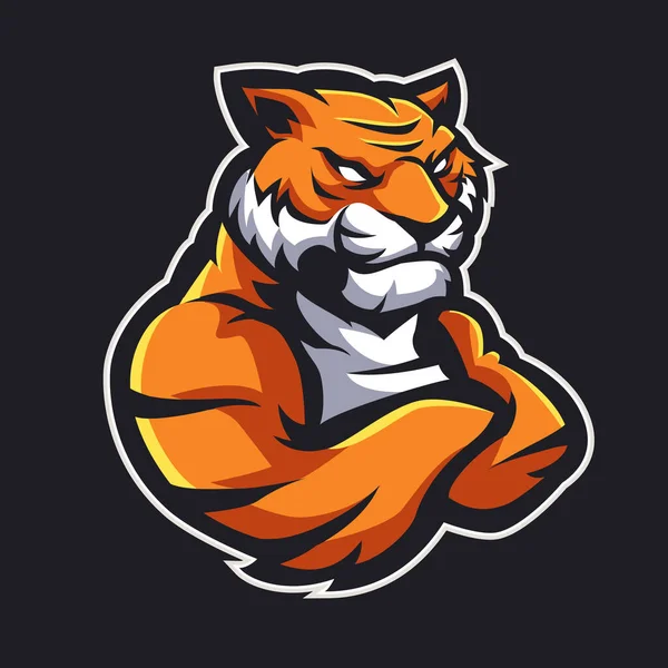 Tiger Mascotte Sport Logo Design Tigre Animale Mascotte Testa Vettore — Vettoriale Stock