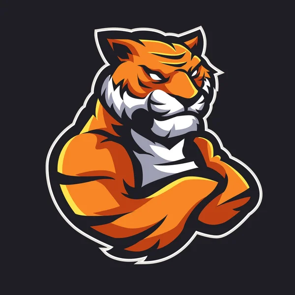 Mascotte Tigre Sport Logo Design Tigre Animal Mascotte Tête Vecteur — Image vectorielle