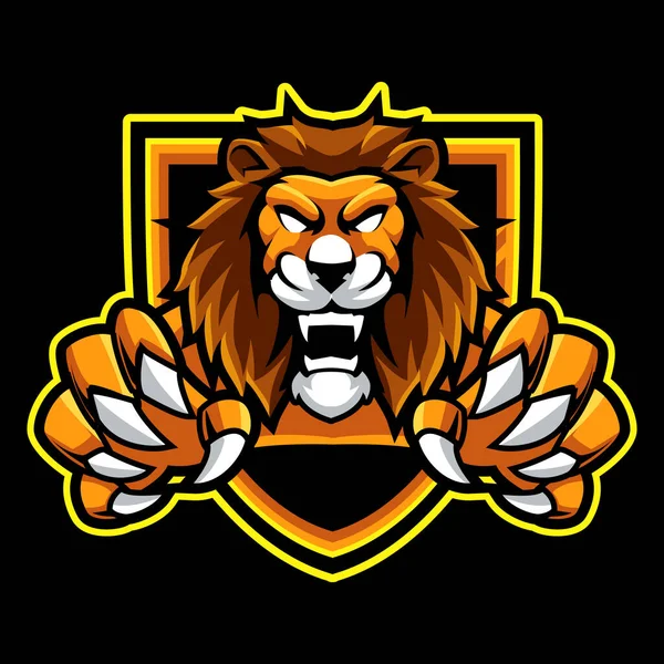 Lion Animal Wild Head Mascot Logo Vector Illustration — Stock Vector