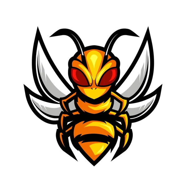 Angry Abelha Esport Mascote Logotipo Design Ilustração —  Vetores de Stock