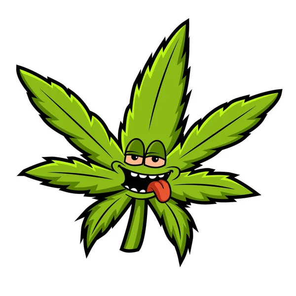 Blatt Unkraut Cartoon Figur Blume Cannabis — Stockvektor