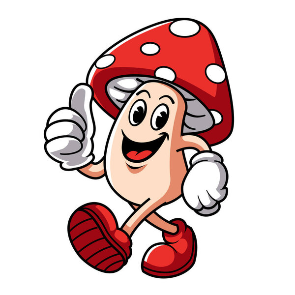 1930's style vintage cartoon mushroom mascot