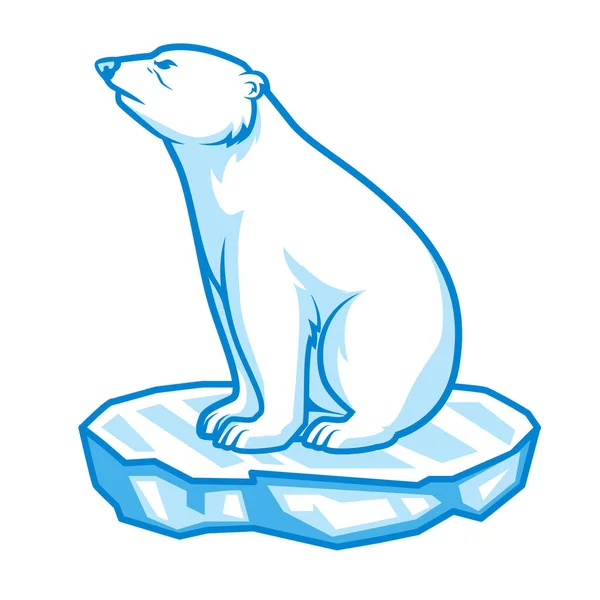 Isbjörn Illustration Isbjörn Som Sätter Sig Ett Isflak — Stock vektor