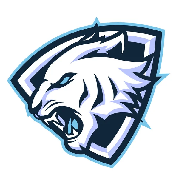 Tigre Branco Com Logotipo Jogo Esport Mascote Triângulo — Vetor de Stock