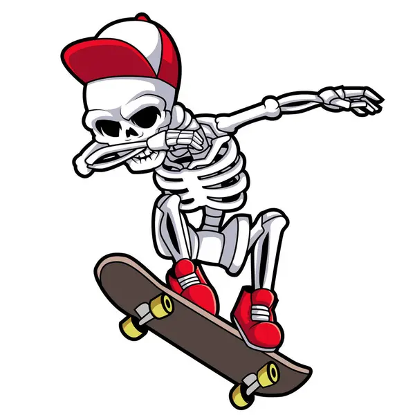 Skull Playing Skateboard Met Shirt Design — Stockvector