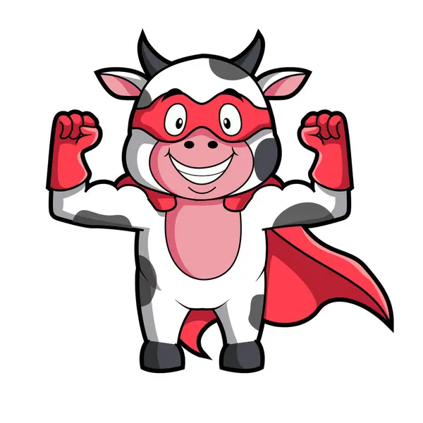 Cute Cow Super Hero Ikona Wektora Kreskówek Ilustracja — Wektor stockowy