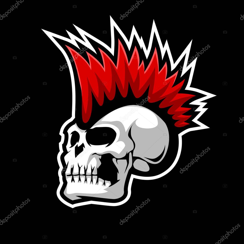Punk head skull mascot illustration