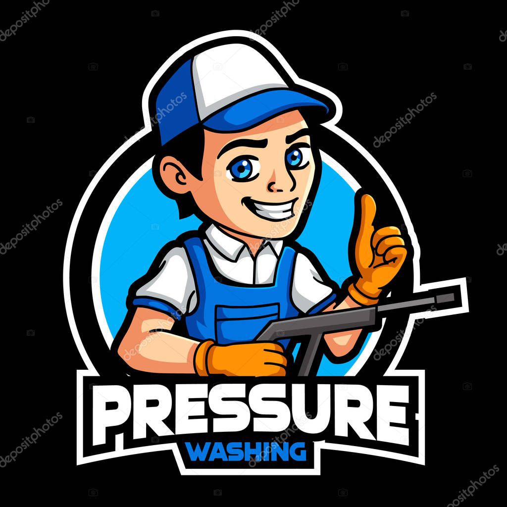 Washer Pressure worker mascot character