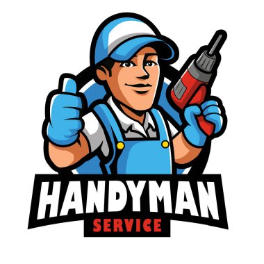 Handyman Services Emblem mascot logo illustration