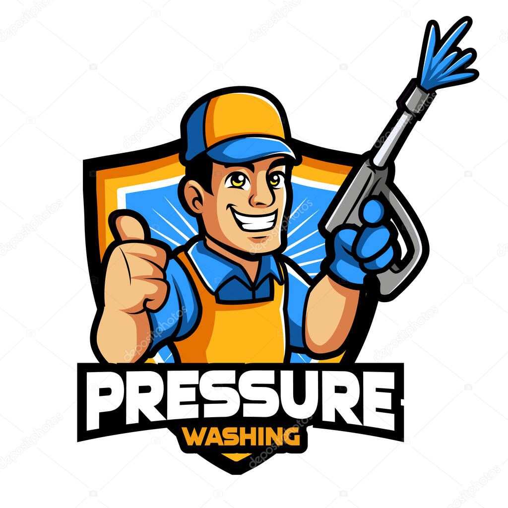 Washer Pressure worker mascot character