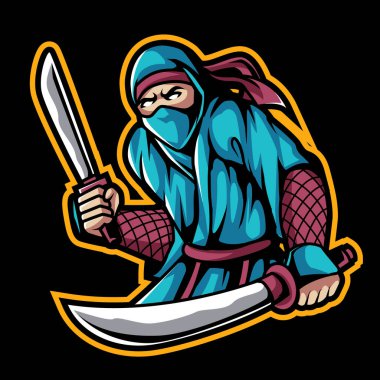 Modern profesyonel ninja maskotu logosu