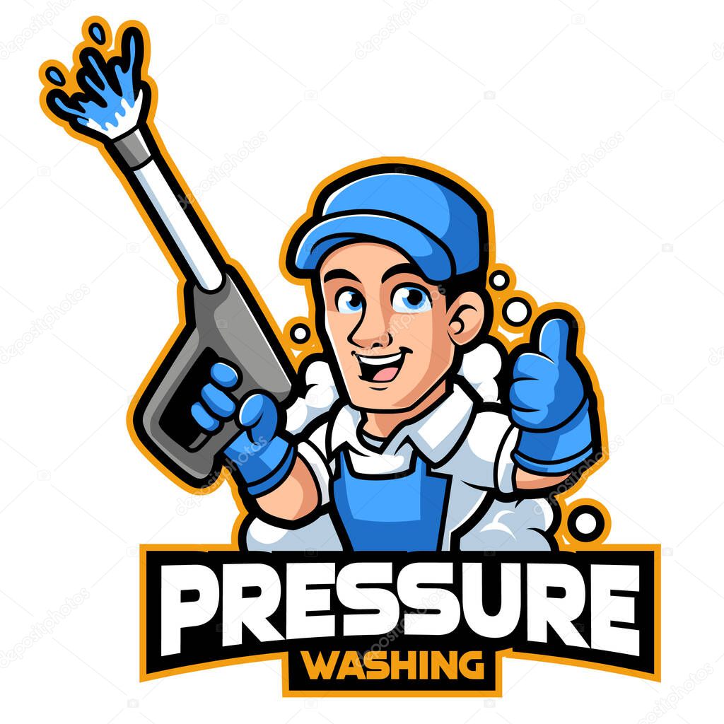 Washer Pressure worker mascot character