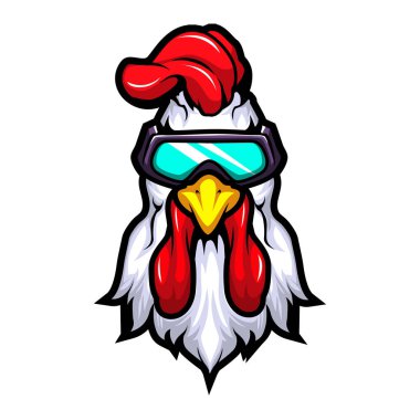 Sanal gerçekliğe sahip horoz kafası maskotu