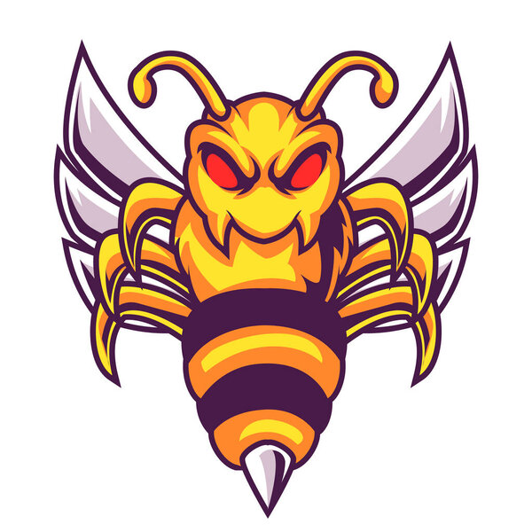 Разгневанная иллюстрация логотипа талисмана пчеловодства