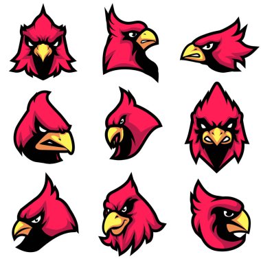 Kardinal Baş Maskot Vektör Logo Çizimi