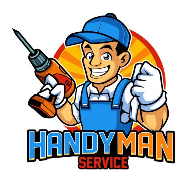 Handyman Services Emblem mascot logo illustration