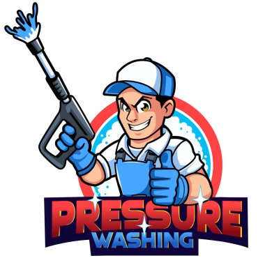 Washer Pressure worker mascot character clipart