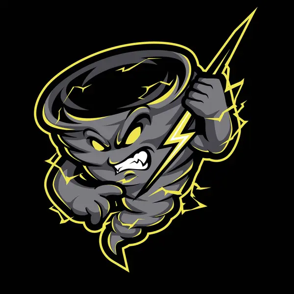 Rozet için modern illüstrasyon tarzına sahip kasırga maskotu logo tasarımı vektörü