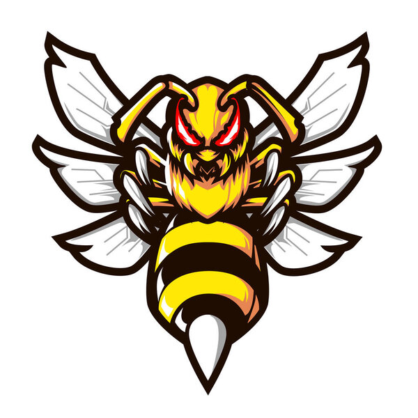 Разгневанная иллюстрация логотипа талисмана пчеловодства