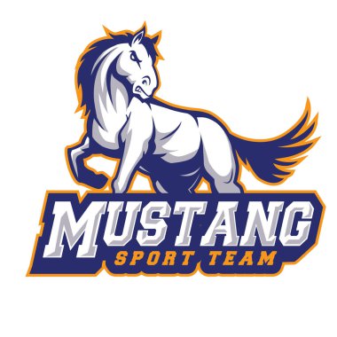 Modern resimli at maskotu logosu tasarım vektörü