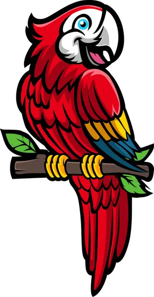 Modern resimli papağan maskotu logo tasarımı vektörü