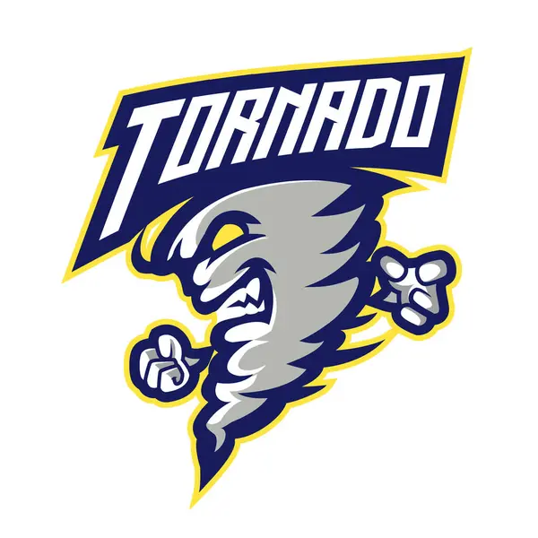 Rozet için modern illüstrasyon tarzına sahip kasırga maskotu logo tasarımı vektörü