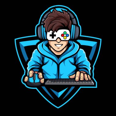 Oyuncu flaması logo vektör illüstrasyonu