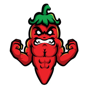 Chili Pepper Güçlü Maskot Tasarımı