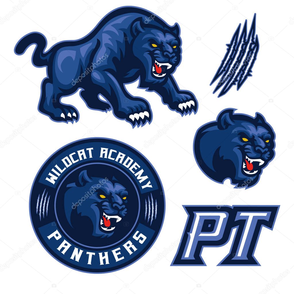 Panther set collection mascot logo