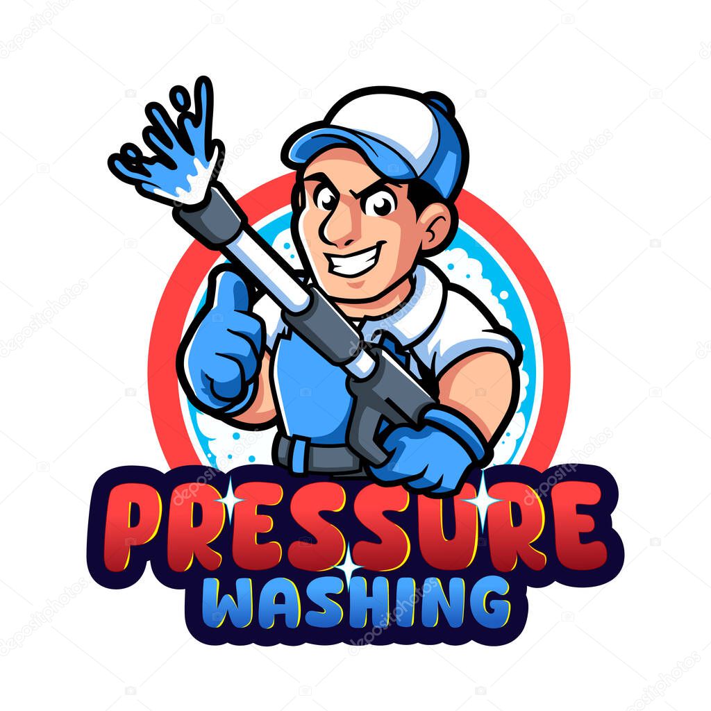 Pressure Cleaning Pro Mascot Logo