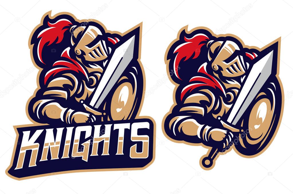 Medieval Knight Mascot Retro Esports Team Identity