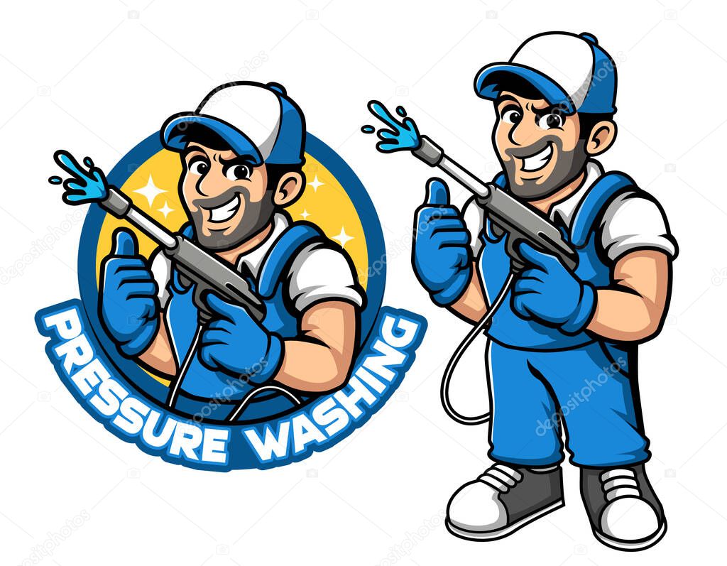 Pressure Cleaning Mascot Character Set