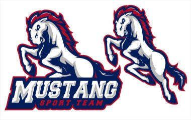 Spor Takımı için Mustang At Maskotu Logosu, Vektör Resimleri