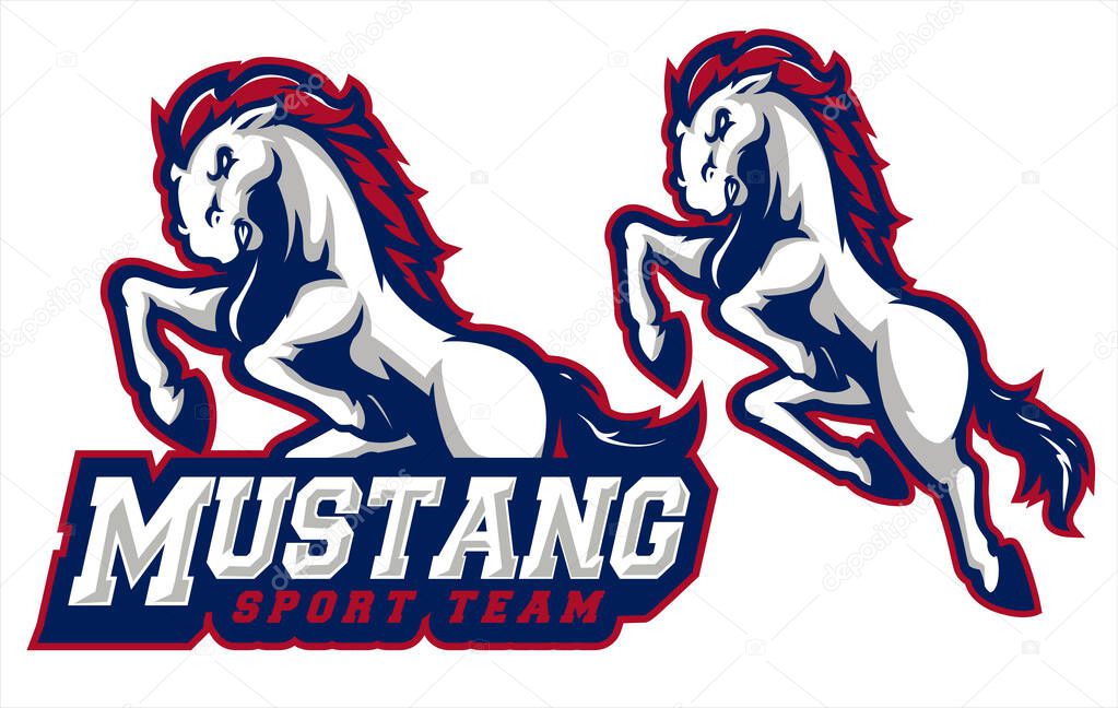 Mustang Horse Mascot Logo for Sports Team, Vector Illustration