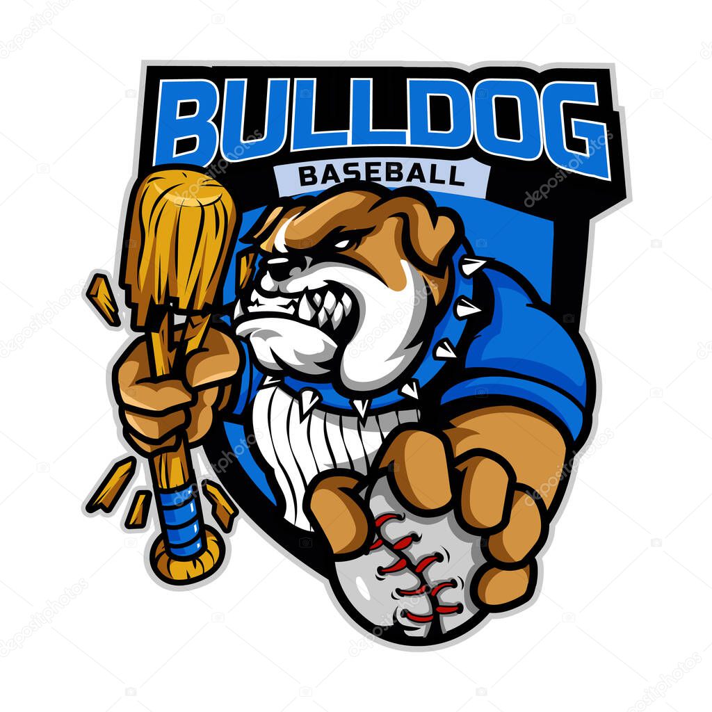 Powerful Bulldog Baseball Team Emblem Design