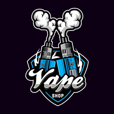 Modern Vape Shop Amblemi İkili Mod ve Duman