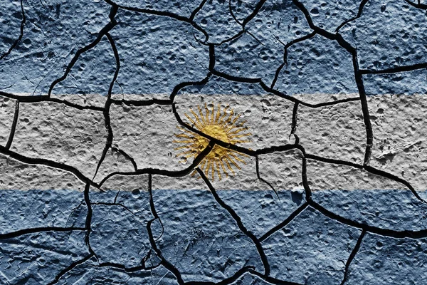 Argentina Flag Mud Texture Dry Crack Ground — Stock Photo, Image