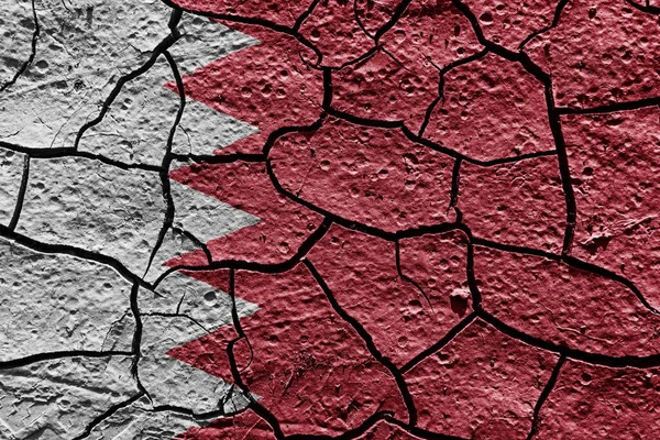 Bahrain Flag Mud Texture Dry Crack Ground — Stock Photo, Image