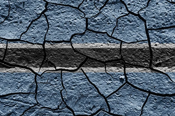 Botswana Flag Mud Texture Dry Crack Ground — Stock Photo, Image