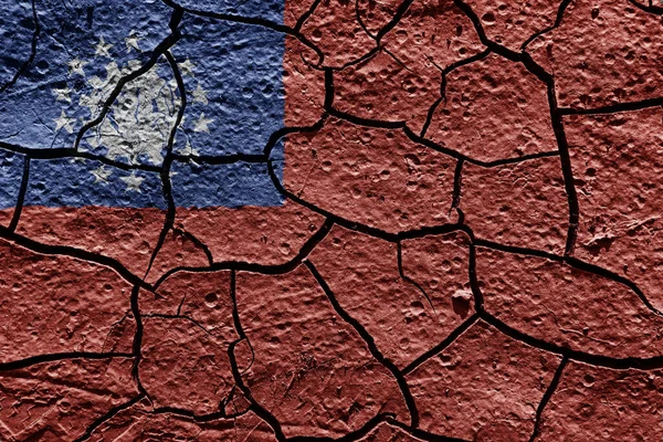 Burma Flag Mud Texture Dry Crack Ground — Stock Photo, Image